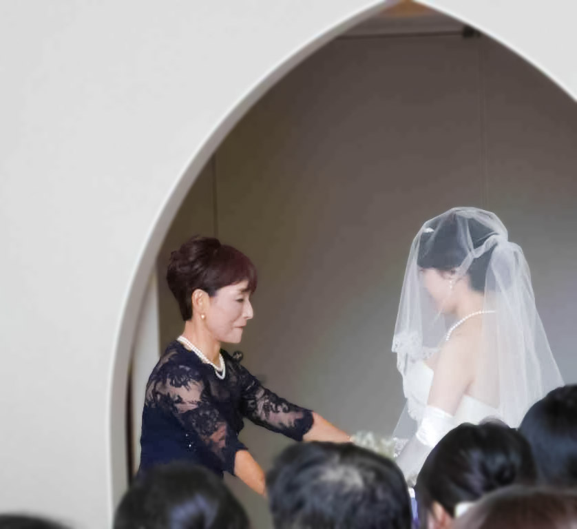 実際の結婚式 母親 フォーマルドレスL064ネイビー